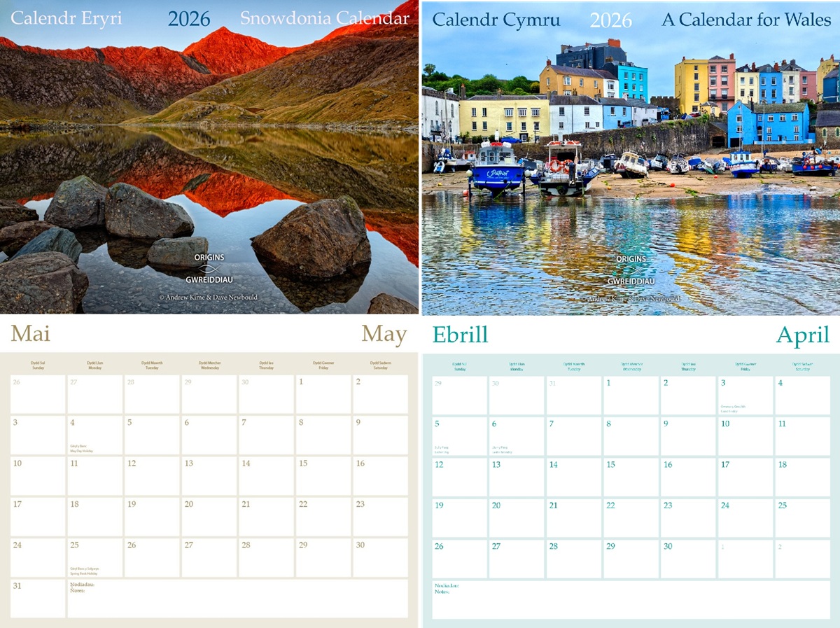 2026 - Combo Purchase of 3 Snowdonia Calendars and 1 Wales Calendar